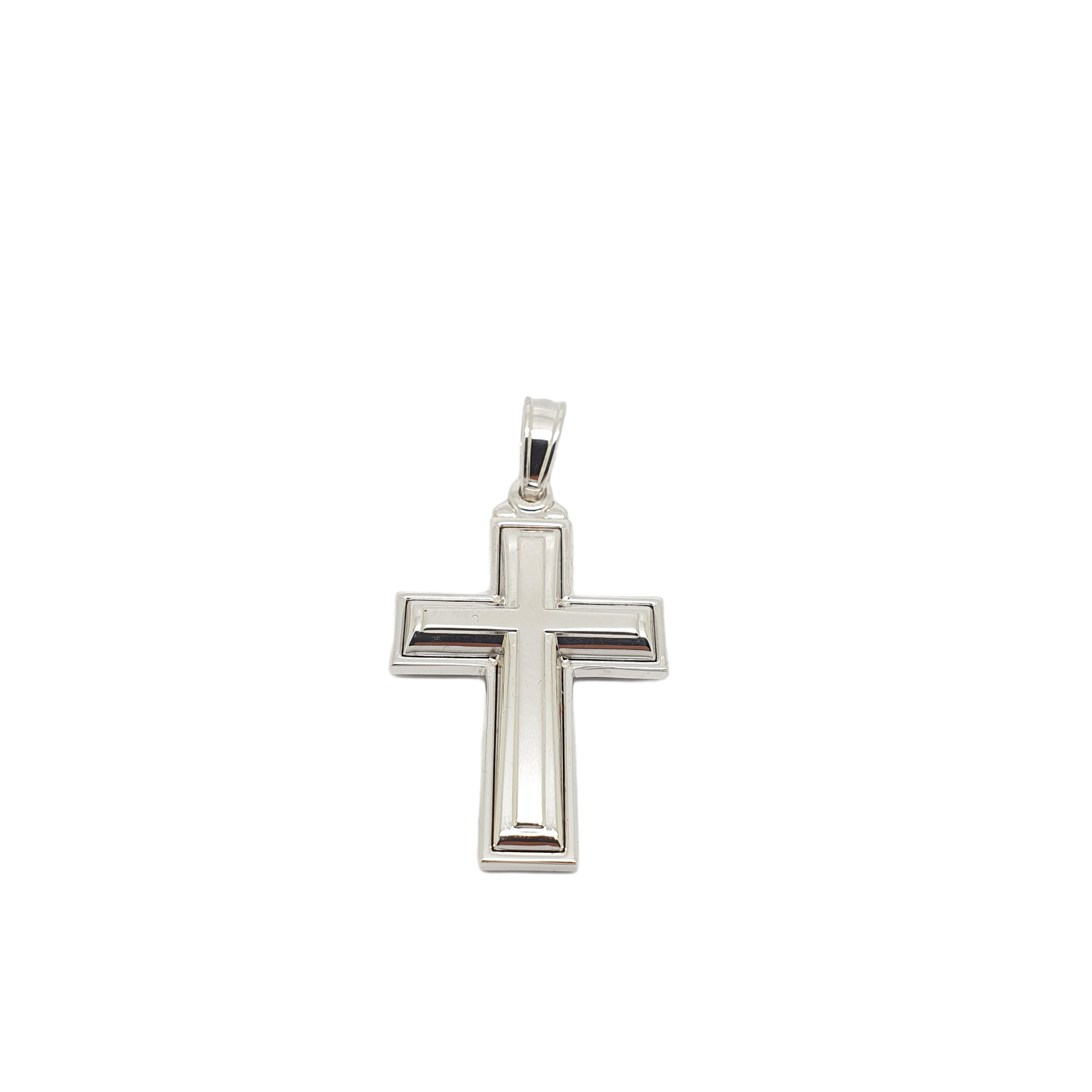 Σταυρός απο λευκόχρυσο κ14 με ενσωματωμένο λευκόχρυσο σταυρό (code H1815)